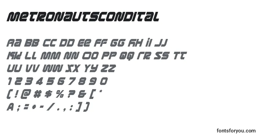 Schriftart Metronautscondital (134208) – Alphabet, Zahlen, spezielle Symbole