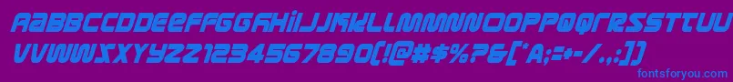metronautscondital Font – Blue Fonts on Purple Background