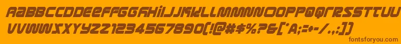 metronautscondital-Schriftart – Braune Schriften auf orangefarbenem Hintergrund