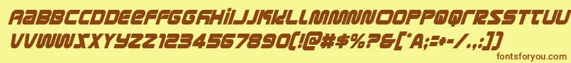 metronautscondital-Schriftart – Braune Schriften auf gelbem Hintergrund