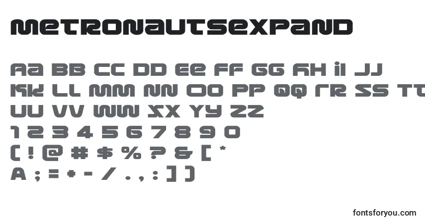 Schriftart Metronautsexpand (134209) – Alphabet, Zahlen, spezielle Symbole