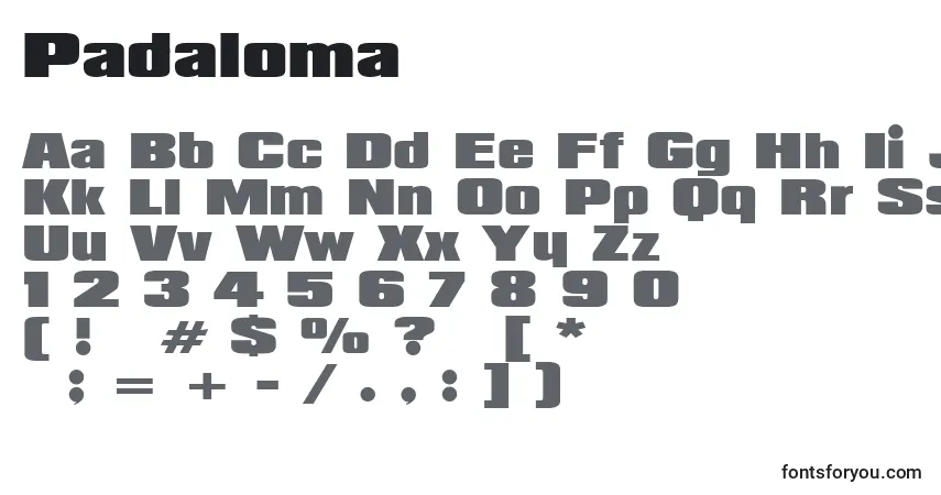 Schriftart Padaloma – Alphabet, Zahlen, spezielle Symbole