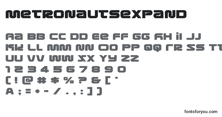 Шрифт Metronautsexpand (134210) – алфавит, цифры, специальные символы