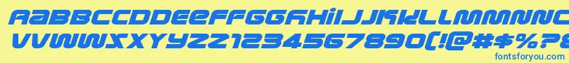metronautsexpandital Font – Blue Fonts on Yellow Background