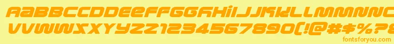 metronautsexpandital Font – Orange Fonts on Yellow Background
