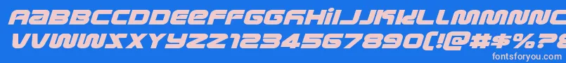 metronautsexpandital Font – Pink Fonts on Blue Background