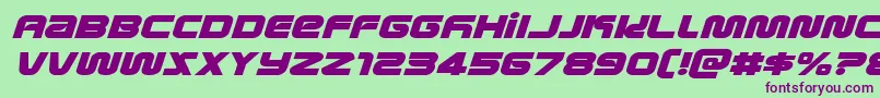 metronautsexpandital Font – Purple Fonts on Green Background