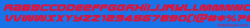 metronautsexpandital Font – Red Fonts on Blue Background