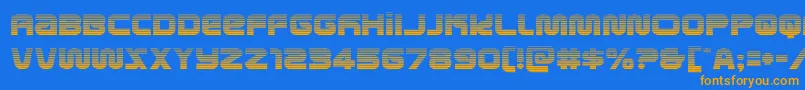 フォントmetronautsgrad – オレンジ色の文字が青い背景にあります。