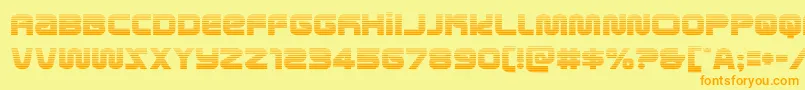 metronautsgrad-Schriftart – Orangefarbene Schriften auf gelbem Hintergrund