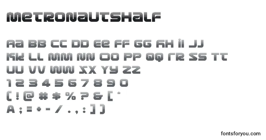 Шрифт Metronautshalf – алфавит, цифры, специальные символы