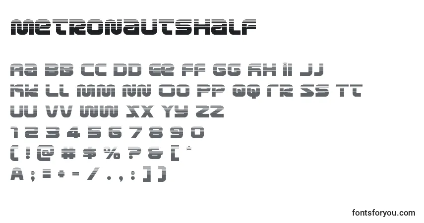 A fonte Metronautshalf (134218) – alfabeto, números, caracteres especiais