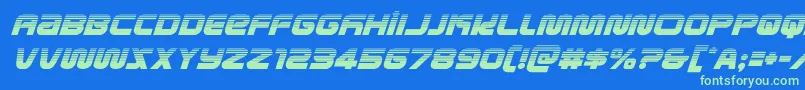 metronautshalfital Font – Green Fonts on Blue Background