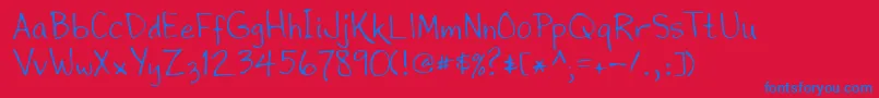 Lehn195 Font – Blue Fonts on Red Background