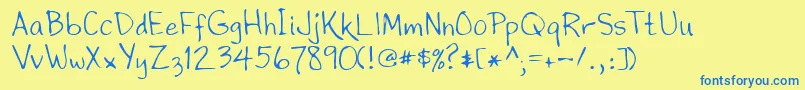 Lehn195-Schriftart – Blaue Schriften auf gelbem Hintergrund