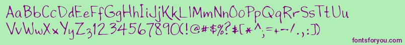 Lehn195 Font – Purple Fonts on Green Background