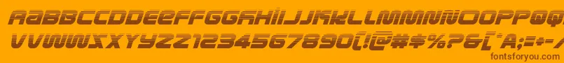 フォントmetronautshalfital – オレンジの背景に茶色のフォント