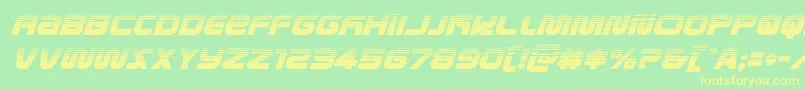フォントmetronautshalfital – 黄色の文字が緑の背景にあります