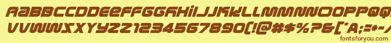 フォントmetronautsital – 茶色の文字が黄色の背景にあります。