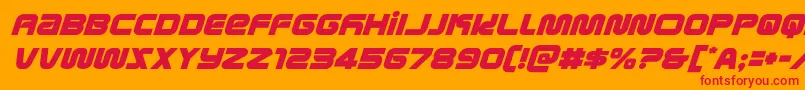 フォントmetronautsital – オレンジの背景に赤い文字