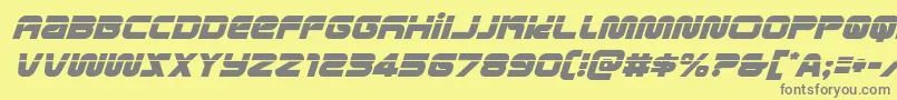metronautslaserital-fontti – harmaat kirjasimet keltaisella taustalla