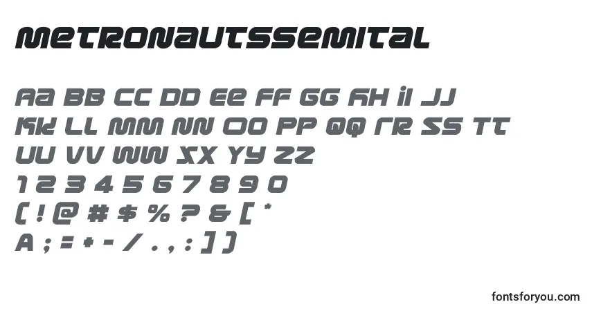 Metronautssemital-fontti – aakkoset, numerot, erikoismerkit