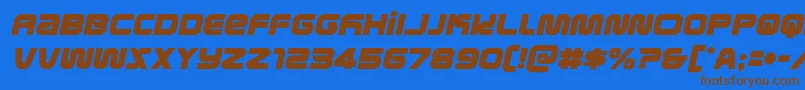 フォントmetronautssemital – 茶色の文字が青い背景にあります。