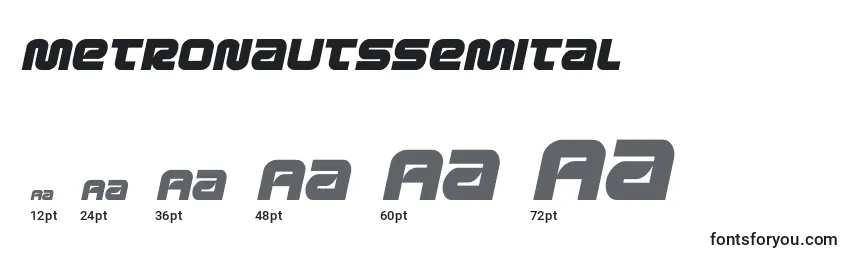 Размеры шрифта Metronautssemital
