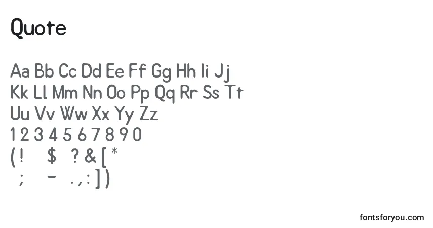 Czcionka Quote – alfabet, cyfry, specjalne znaki