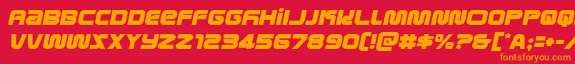 フォントmetronautssemital – 赤い背景にオレンジの文字