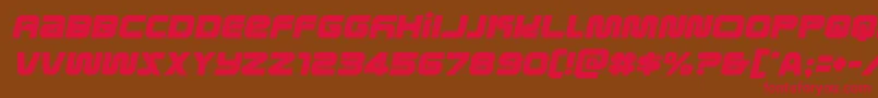 フォントmetronautssemital – 赤い文字が茶色の背景にあります。