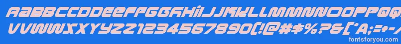 metronautssuperital Font – Pink Fonts on Blue Background