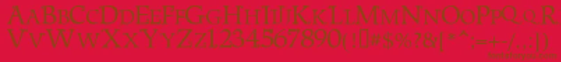 METSN   -Schriftart – Braune Schriften auf rotem Hintergrund