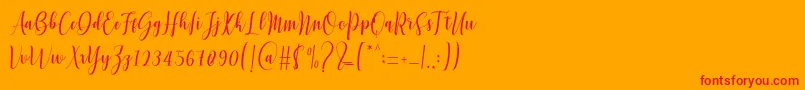 フォントMettadilla – オレンジの背景に赤い文字