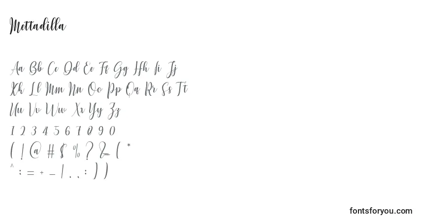 Mettadilla (134236)フォント–アルファベット、数字、特殊文字