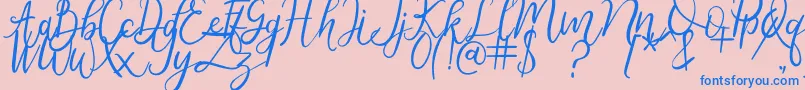 Metteora-Schriftart – Blaue Schriften auf rosa Hintergrund