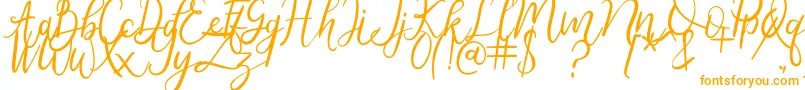 Metteora-Schriftart – Orangefarbene Schriften auf weißem Hintergrund