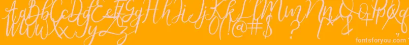 Metteora-Schriftart – Rosa Schriften auf orangefarbenem Hintergrund