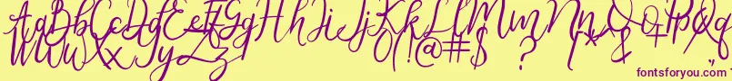 Metteora-Schriftart – Violette Schriften auf gelbem Hintergrund