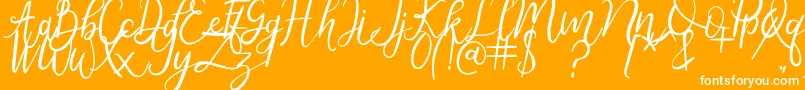 Metteora-Schriftart – Weiße Schriften auf orangefarbenem Hintergrund