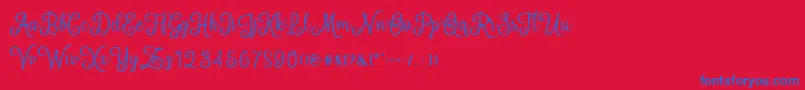 mettical-Schriftart – Blaue Schriften auf rotem Hintergrund