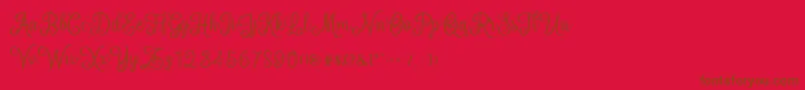 mettical-Schriftart – Braune Schriften auf rotem Hintergrund