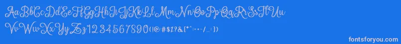 mettical-Schriftart – Rosa Schriften auf blauem Hintergrund