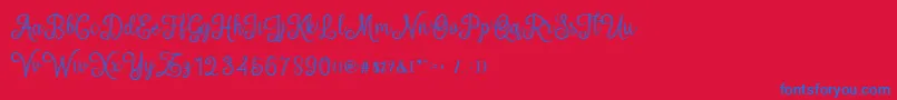 mettical-Schriftart – Blaue Schriften auf rotem Hintergrund