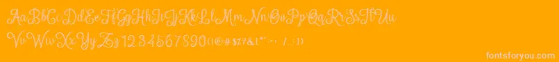 mettical-Schriftart – Rosa Schriften auf orangefarbenem Hintergrund