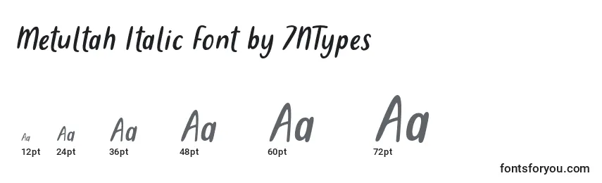 Tamaños de fuente Metultah Italic Font by 7NTypes