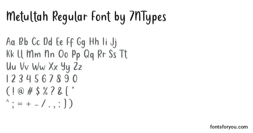 Schriftart Metultah Regular Font by 7NTypes – Alphabet, Zahlen, spezielle Symbole