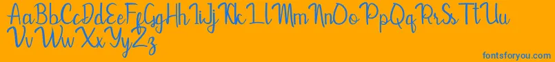 Mevally-Schriftart – Blaue Schriften auf orangefarbenem Hintergrund