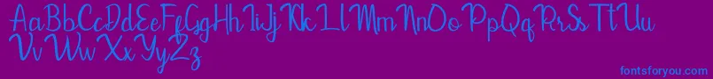 フォントMevally – 紫色の背景に青い文字
