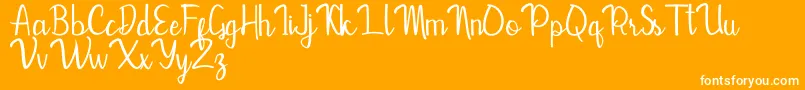 Mevally-Schriftart – Weiße Schriften auf orangefarbenem Hintergrund